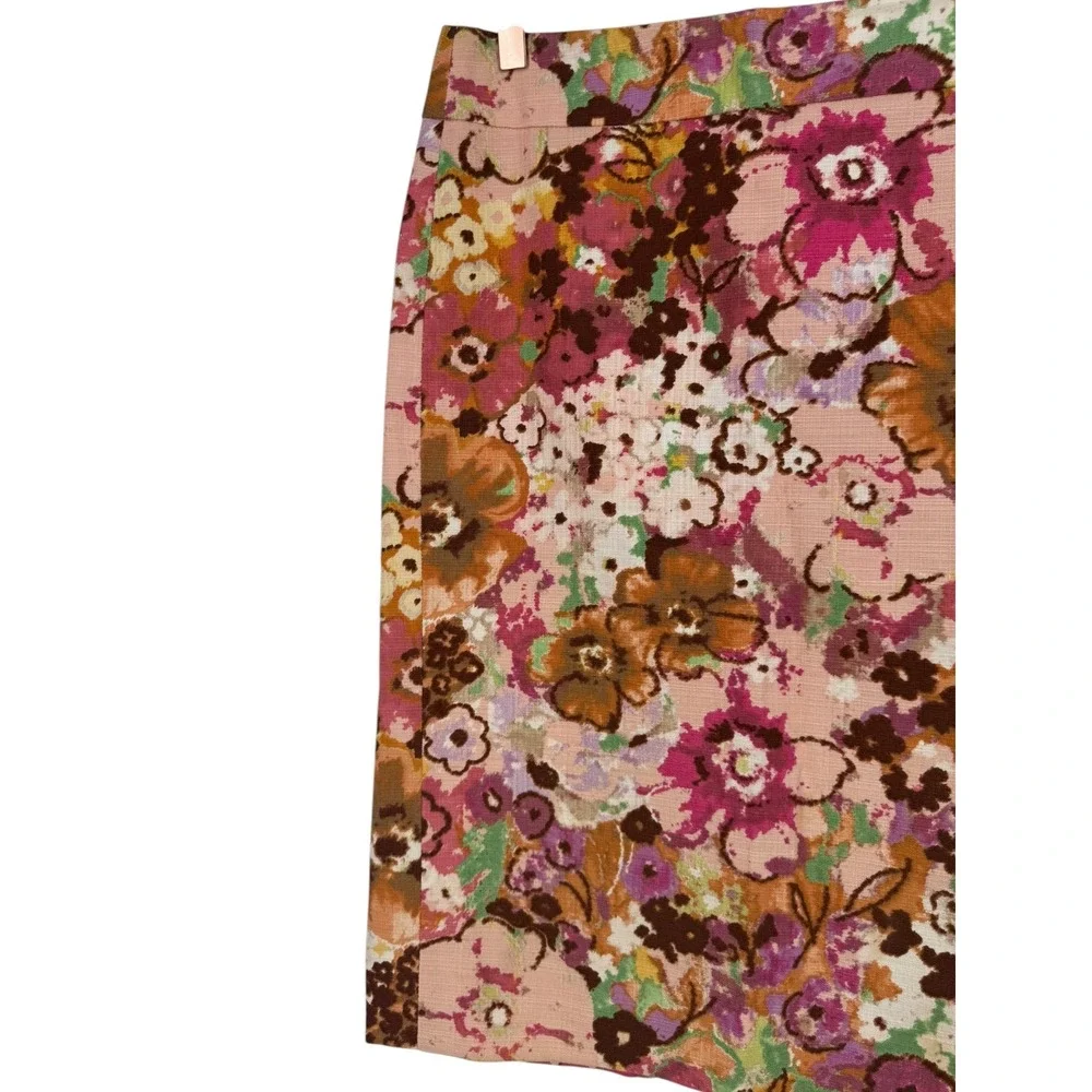 J.Crew Womens Watercolor Floral Pencil Skirt Cotton Sz 6 Preppy Feminine Office